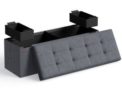 SONGMICS - Opbergpoef - Opbergpoef met deksel - Zitbank met Opbergruimte - Voor Woonkamer Slaapkamer Hal