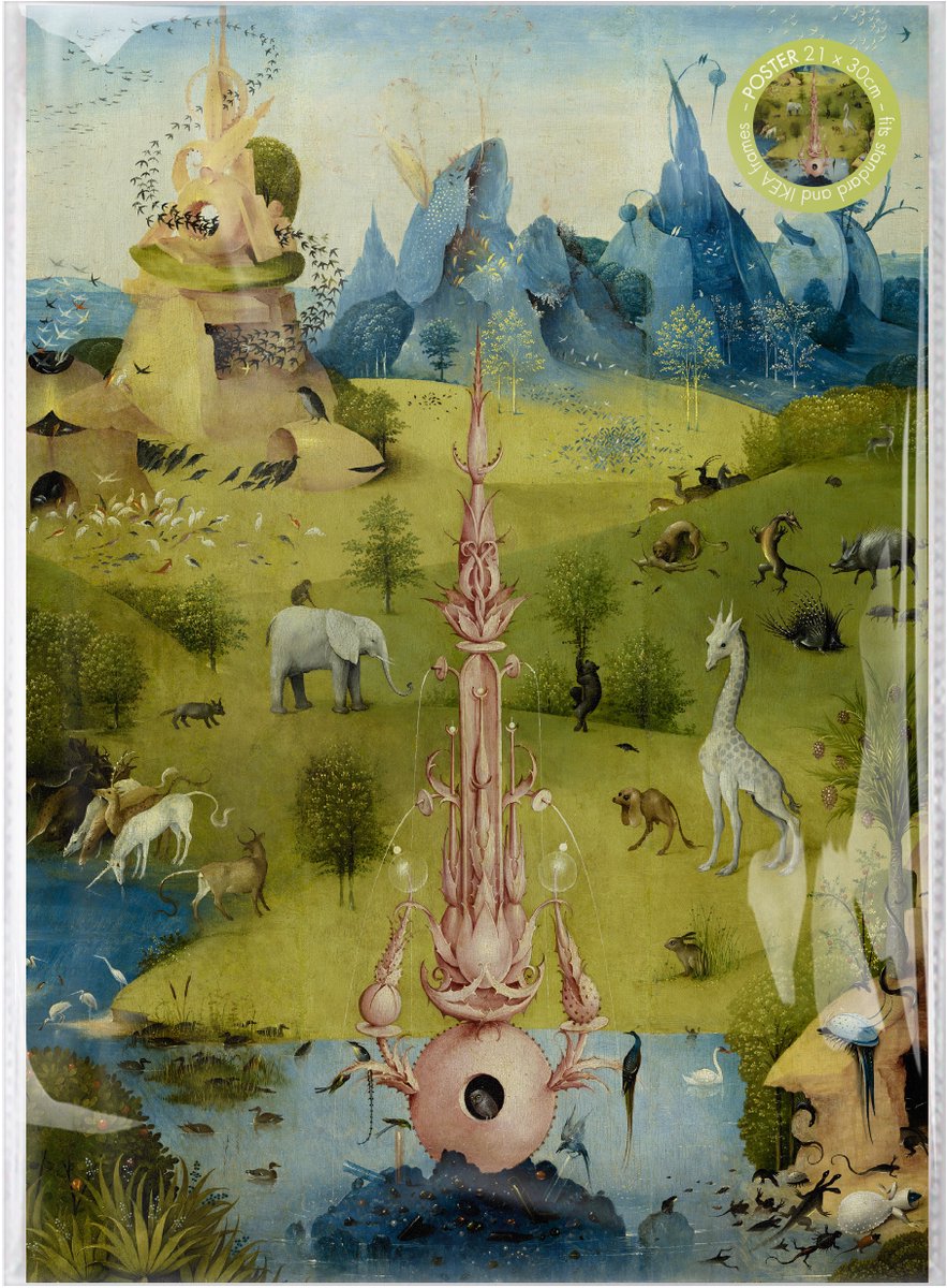 Lanzfeld (museumwebshop.com) Lanzfeld Bosch - Poster Schilderij A4 - Tuin der Lusten - Jheronimus Bosch - PP Hoes Multi