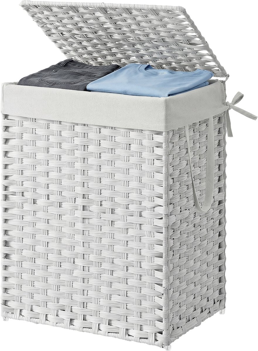 SONGMICS - Wasmand - Met Deksel en Handvatten - Opvouwbaar en Afneembare Waszak