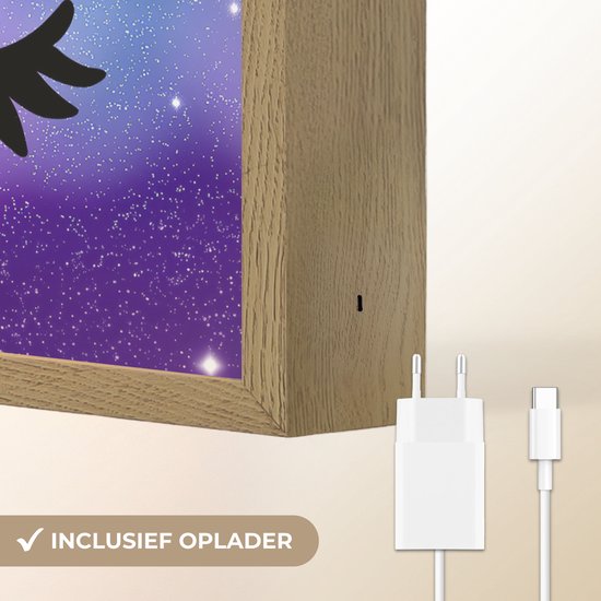 Nachtlampje 70x100 cm - Kinder lamp - Eenhoorn - Sterrenhemel - Ster - Blauw - Tafellamp kinderkamer draadloos - Slaapkamer lampje - Bedlamp kinderen - Kinderlampje - Wandlamp babykamer - Nachtlampjes van Merkloos — afbeelding 5
