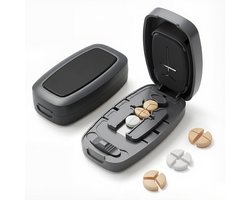 Namajunas - Pillensnijder kleine pillen en grote pillen - Pillenvergruizer met verstelbare sleuf - 1/2 1/3 1/4 Even Splitsen voor Ovale Lange Tabletten & Vitaminen - Meerdere pillen snijden - Verborgen roestvrijstalen mesje