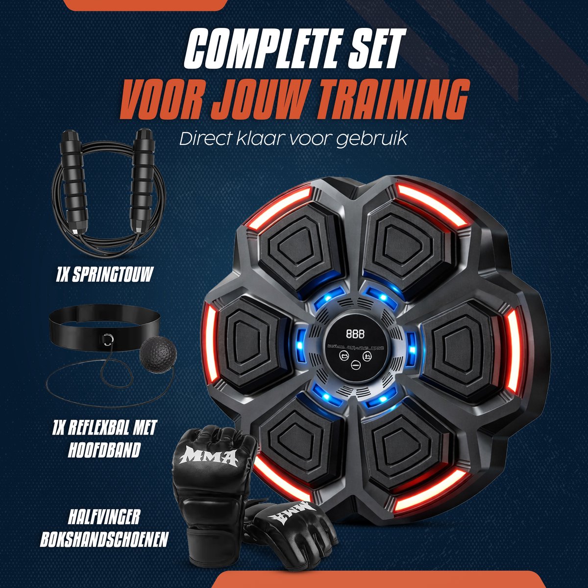 Boxing Machine - Incl. Bokshandschoenen / Springtouw En Reflex Ball - Bokszak - Boksmachine - Boksen - Music — afbeelding 2