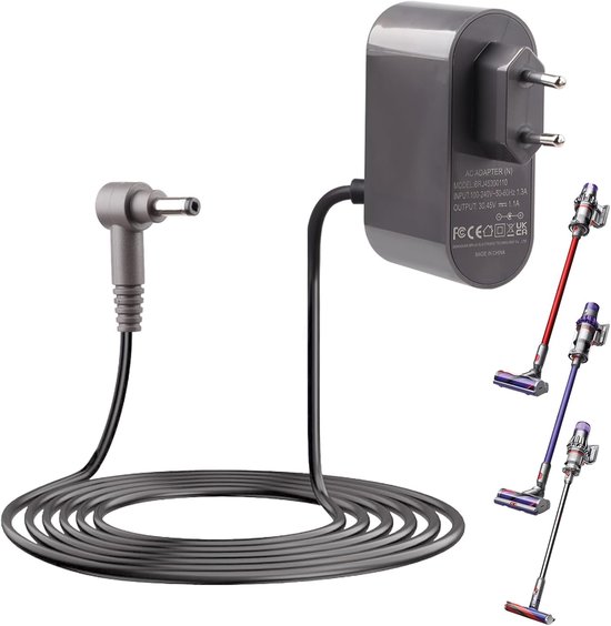 Oplader – 30,45 V 1,1 A – geschikt voor Dyson V10 V11 V12 V15 SV12 SV14 SV15 SV16 SV20 SV22 – Kabel 1,8 m – netadapter geschikt voor Cyclone Motorhead, vervanging van de accu