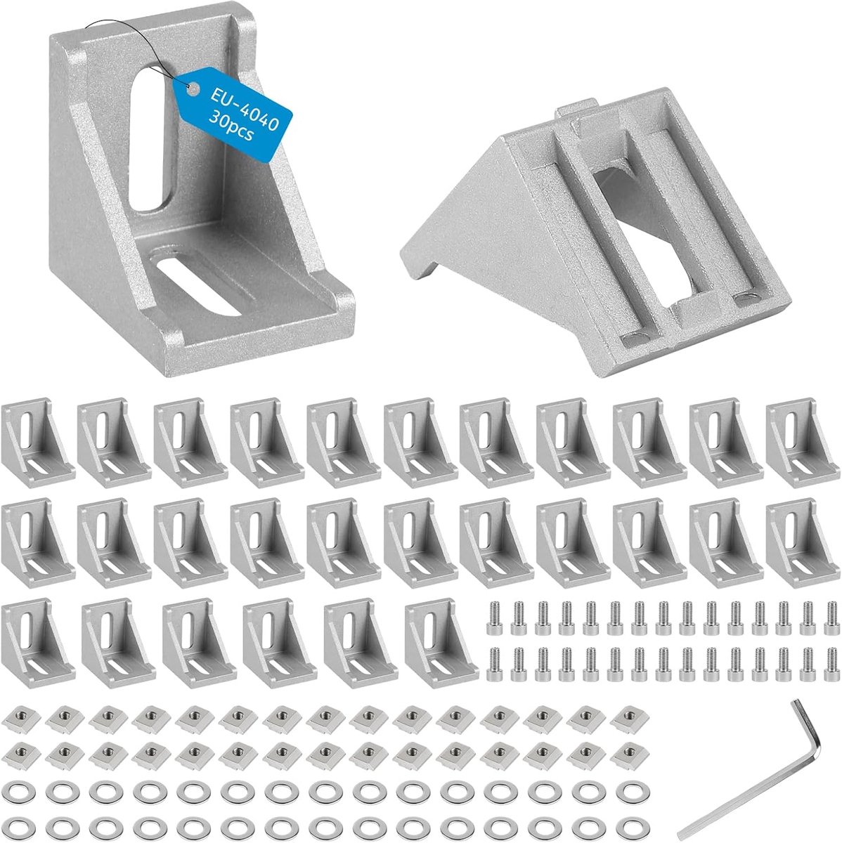 Aluminium hoekbevestiging - Profiel hoekverbinding - Stabiele constructies bouwen - Roest en corrosiebestendig - 40 x 40 mm