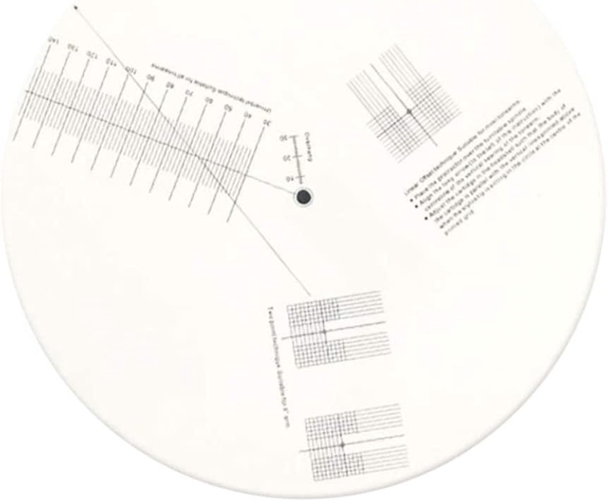 Pickup Kalibratie Mat - Vinyl Plaatafstelling - Naald Optimalisatie - Dubbelzijdige Afstemming - 29.5 cm Diameter - Wit