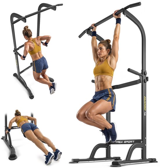 Foto: Trex sport tx 060pr thuiskantoor gym dip stands pull up pull up rack multifunctioneel power tower fitness station home gym thuis sporten verstelbaar geschikt voor krachttraining tot 150 kg
