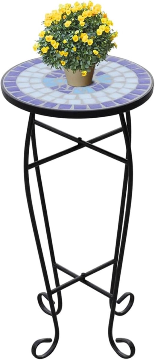 Mozaïek Tafel - Decoratieve Tafel - Buiten Zitten - Weerbestendig Keramiek - 64 x 34 cm - Blauw Wit