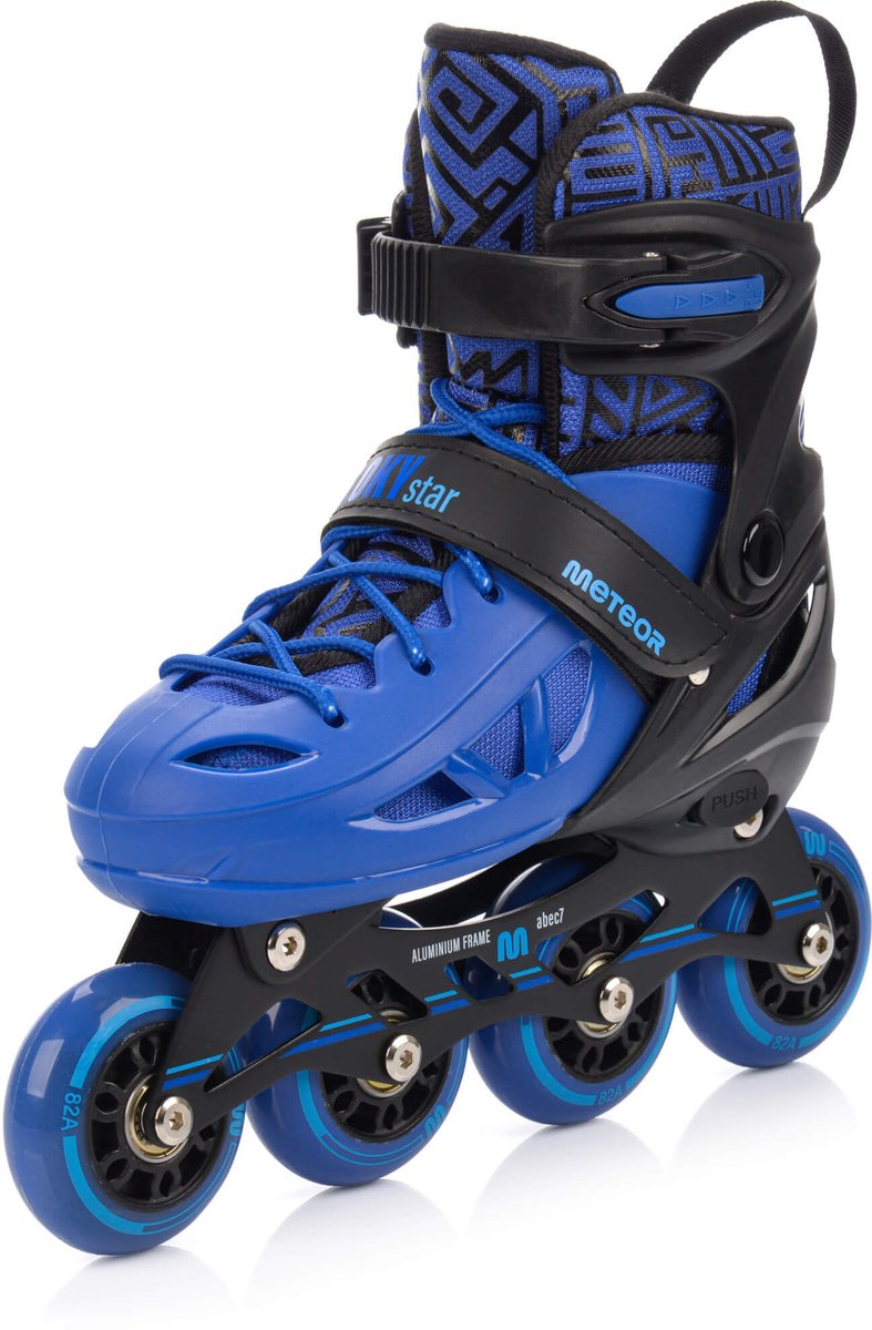 Meteor Inlineskates Loky – Verstelbaar LED-wielen ABEC-7 Met rem Zwart
