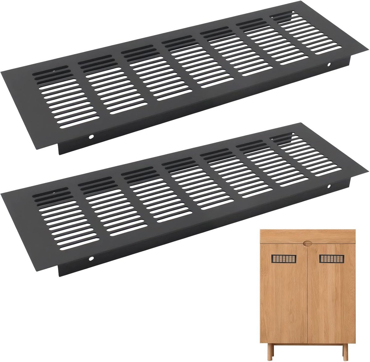 Ventilatierooster - Rooster - Ventilatie - Zwart Aluminium - 33x10cm - Zwart
