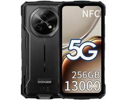 DOOGEE Fire 7 Robuuste Smartphone - IP68/IP69K Outdoor Telefoon - Dual SIM 5G - 16GB RAM - 256GB ROM - 13000mAh 18W - Android 15 - 6,6 inch - 64MP AI-camera - NFC, GPS, OTG - Zwart