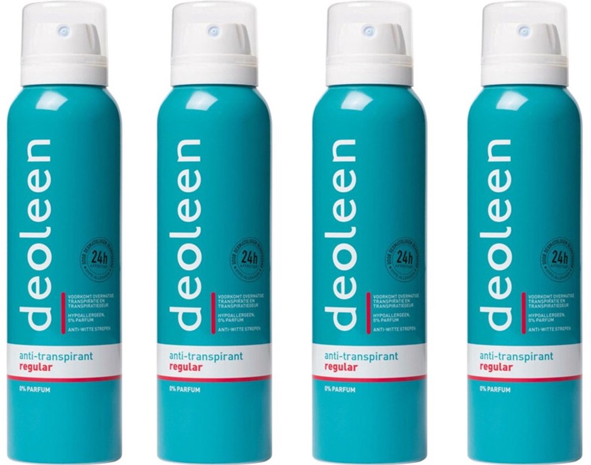 Bol.com Deoleen Regular Deodorant Spray - 4 x 150 ml Voordeelverpakking aanbieding