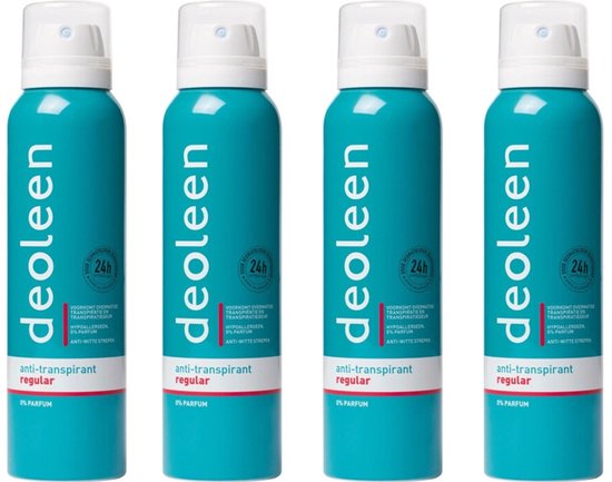 Deoleen Regular Deodorant Spray - 4 x 150 ml Voordeelverpakking