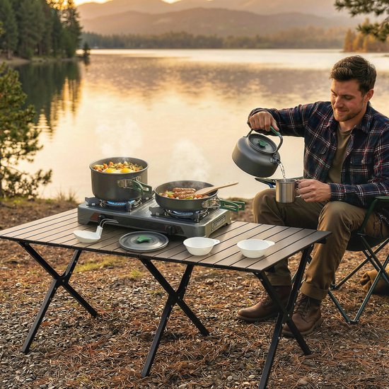 Outsunny Camping kookgerei set - Aluminium, staal - 19 x 19 x 10 cm - Grijs — afbeelding 3