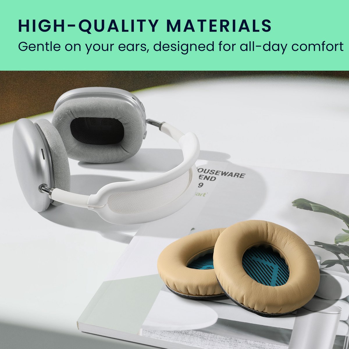 kwmobile 2x oorkussens geschikt voor Bose Soundlink Around-Ear Wireless II - Earpads voor koptelefoon in beige – foto 7