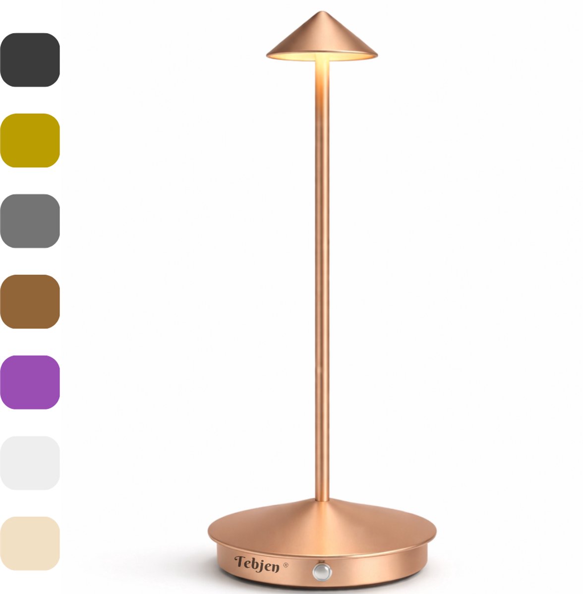 TEBJEN Oplaadbare Tafellamp Draadloos – LED Bureaulamp met Touch Control – 20 uur Batterij (2500mAh) – Incl. USB-C Kabel – Nachtlamp & Leeslamp – Binnen & Buiten – Rosé