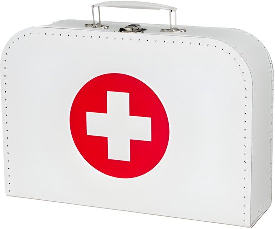 EHBO koffertje - medicijnendoos - verbandtrommel - 21 x 30 x 9 cm - wit - met kruis