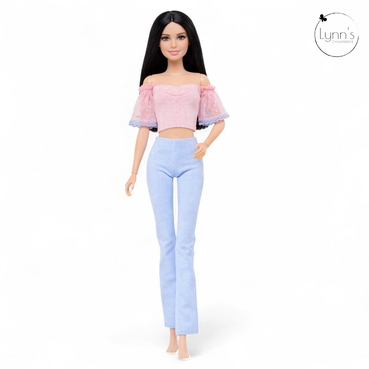 Lynn’s poppenkleertjes - Set ‘Tamara' - Geschikt voor modepop - Set van 5 outfits en 5 paar schoenen - Jurk, broek, top, trui, jas - Cadeauzakje — afbeelding 7