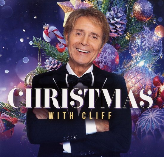 Cliff Richard met een kerstboom op de achtergrond, "CHRISTMAS WITH CLIFF"