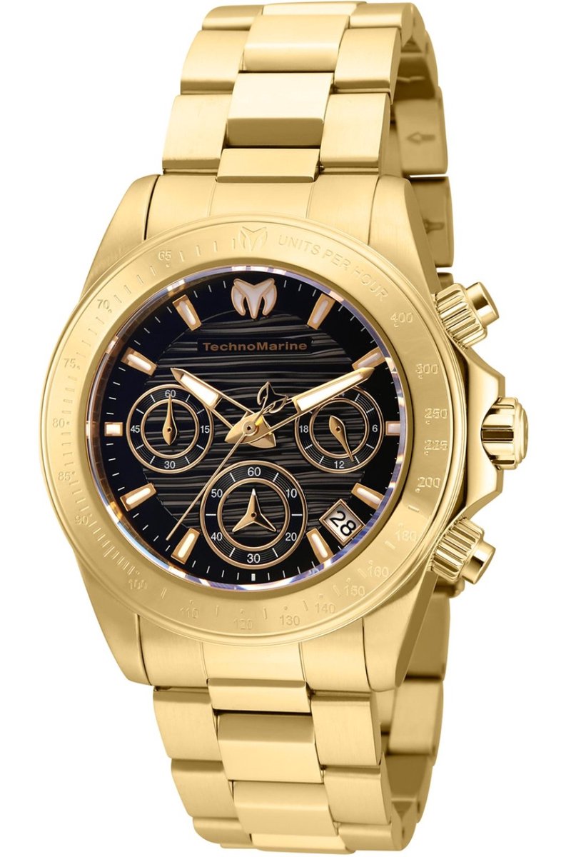 TechnoMarine Manta TM-219014 Dames Horloge - Waterdicht - Analoog - Quartz Uurwerk - Roestvrij Staal met zwarte Wijzerplaat - 38mm