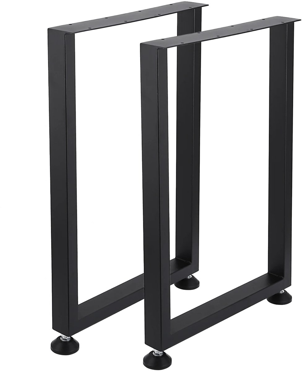 Happiq Metalen Tafelpoten (2 Stuks) - Voor Bureau, Eettafel & Meubels - Zwaar Rechthoekig Frame - Industriële Landelijke Stijl - keukentafel Black
