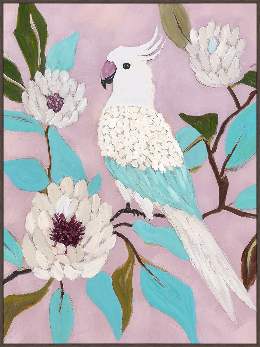 Schilderij met frame 60x80cm parrot