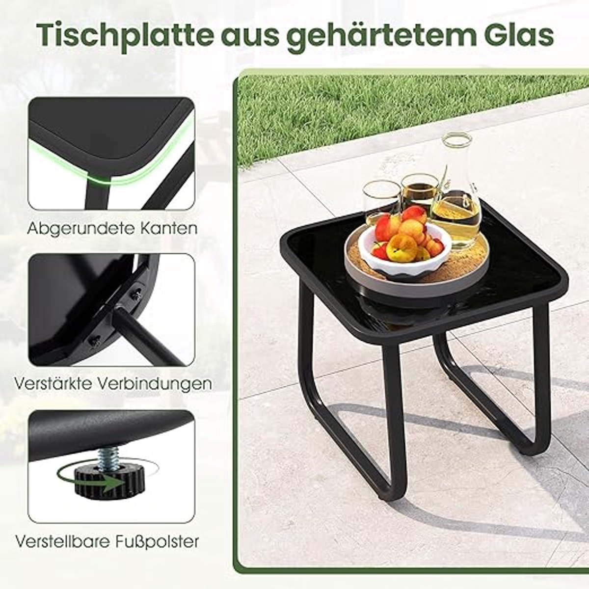 Serenity Bistro Schommelstoel Set van 3 – Luxe Tuinset met 2 Schommelstoelen, Salontafel en Kussens – WPC Armleuningen & Gehard Glas – Modern Design voor Balkon en Terras – 15 kg
