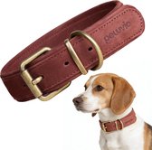 Peluvio Rexor – Leren Hondenhalsband – Bruin – M 36-44 cm – 3 cm breed – Verstelbare Halsband van Rundleer – Koperen Gesp – Voor Middelgrote Honden