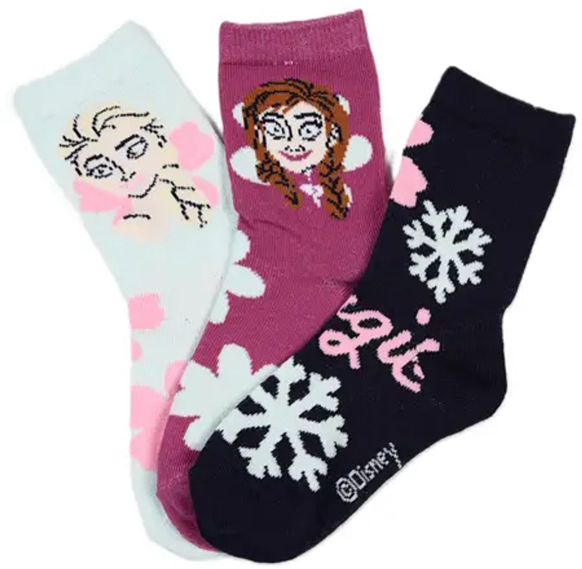 Frozen Sokken Kinderen – 3 Paar – Elsa & Anna – Maten 23-26 – Katoenmix – Officiële licentie
