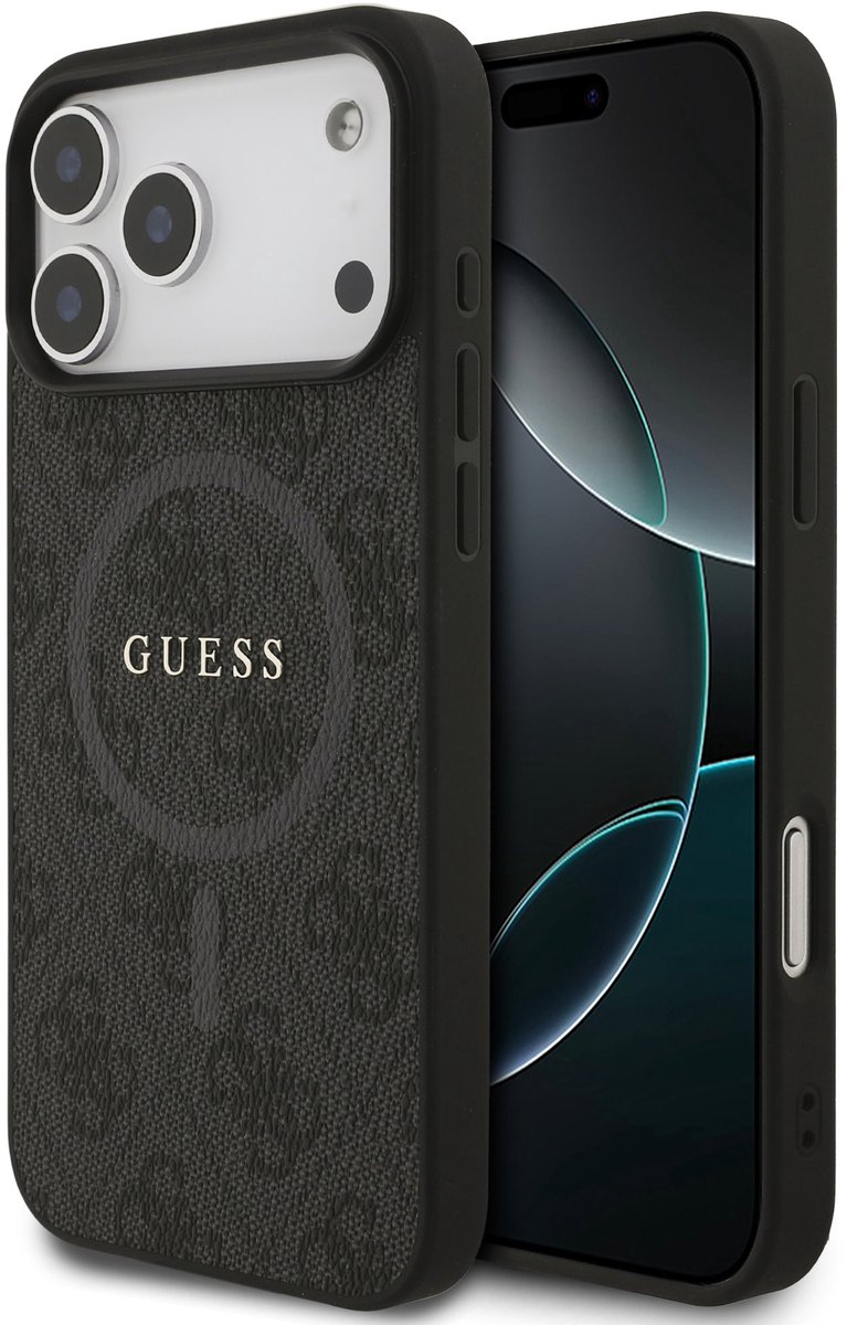 Guess PU Leather 4G MagSafe Hoesje iPhone 17 Pro Max - Zwart