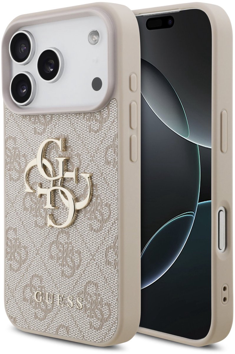 Guess Back Cover - iPhone 17 Pro - Roze - Big Metal Logo - Goede grip en valbescherming
