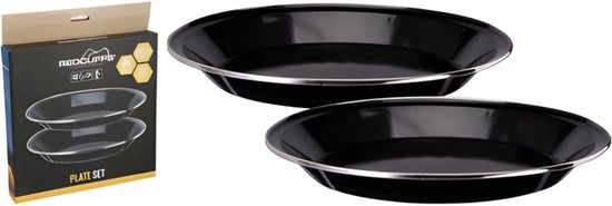 Redcliffs Campingborden - 6x stuks - zwart - 24 x 2 cm - emaille - kamperen/outdoor - borden — afbeelding 4