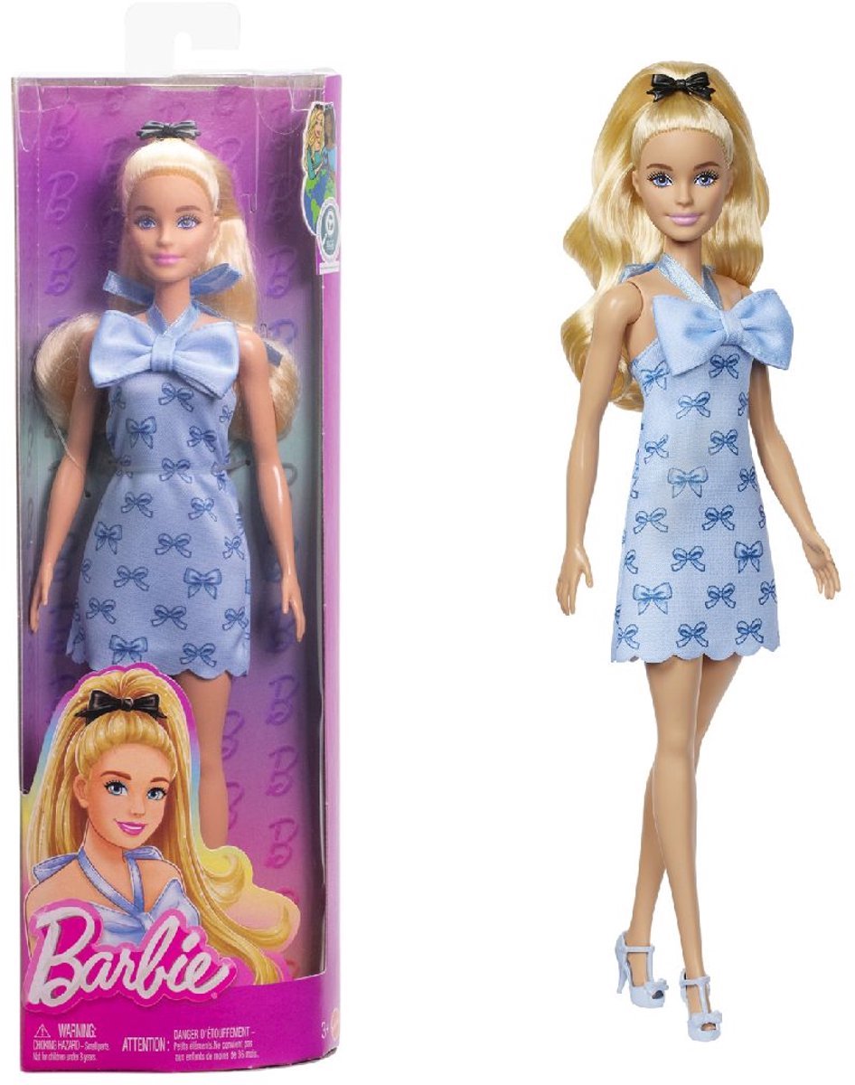 Barbie Pop - Pop met Blond Haar en Blauw Halterjurkje met strik - Modepop — afbeelding 7