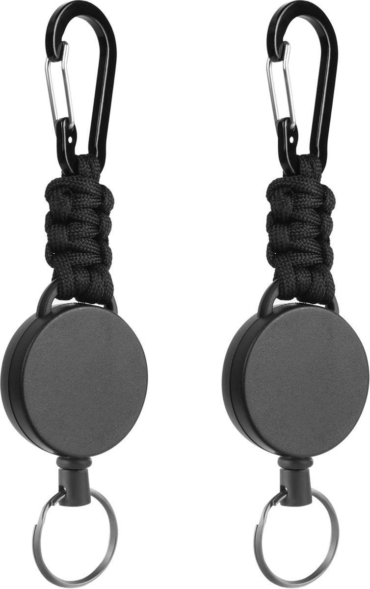 Intrekbare Sleutelhanger - Zware Karabijnhaak - 60 cm Staaldraad Koord