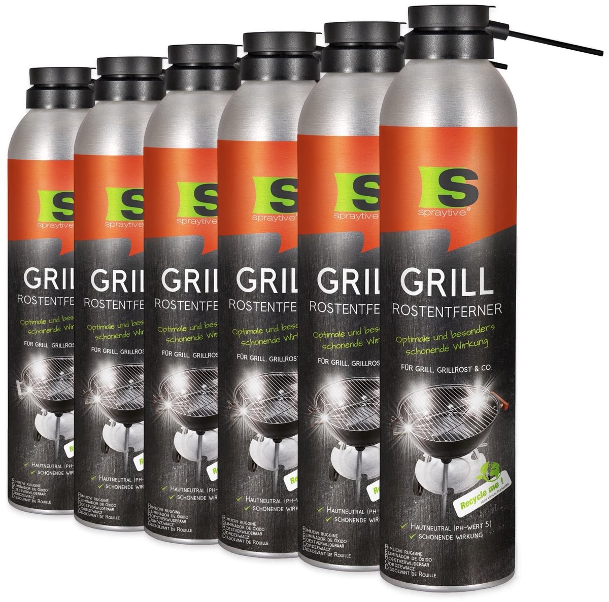 Spraytive 6x 300ml roestverwijderaar spray voor BBQ grillrooster en metaal 2in1 reiniger met roestbescherming pH neutraal