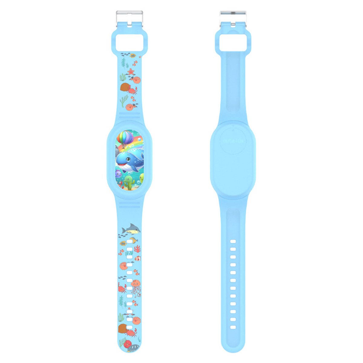 Premium Siliconen Armband met blauw zee walvis geschikt voor Samsung Smarttag 2 voor Kinderen zwart | smarttag 2 sleutelhanger Hoesje Kind | Polsband GPS Horloge Kind | Tracker Houder Armband | Trackers Band | Peuter | polsband Armband | Polsband GPS