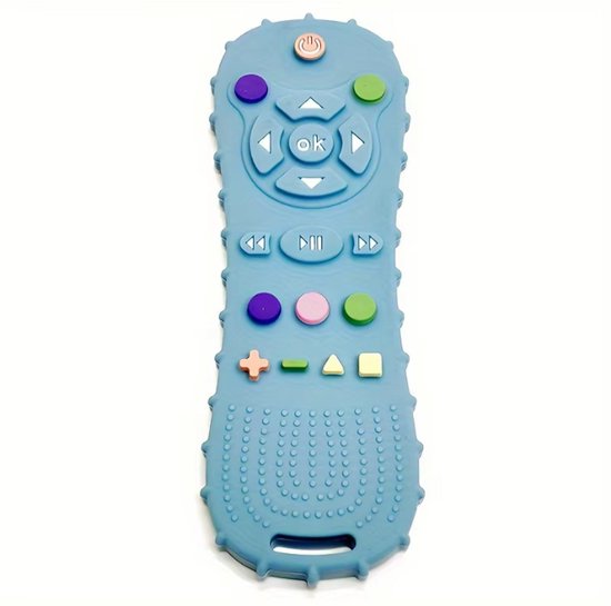Rieba® Baby Afstandsbediening - Siliconen Speelgoed Afstandsbediening - Educatief Speelgoed - Verzachtend voor Tandjes - Siliconen Bijtring - 15 cm - Blauw