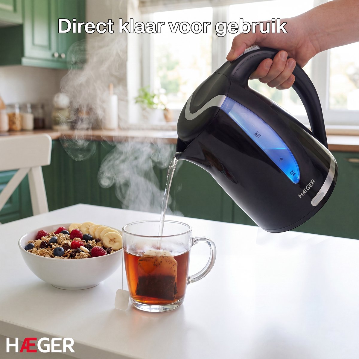 Haeger Blackness Waterkoker - 360° draaibaar - 1.7L - 2200W - Elektrisch - Cool Touch - Zwart — afbeelding 4