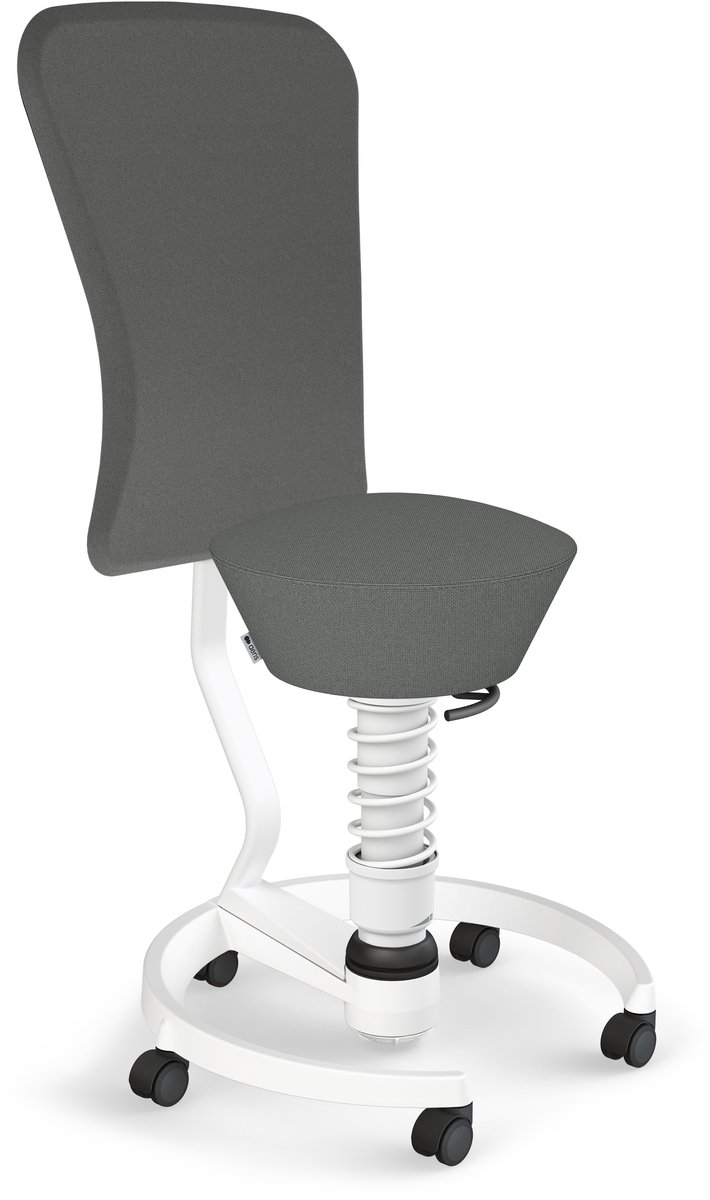 Swopper rugleuning (harde wielen), Standaard, white, recycled polyester Cura, grey melange