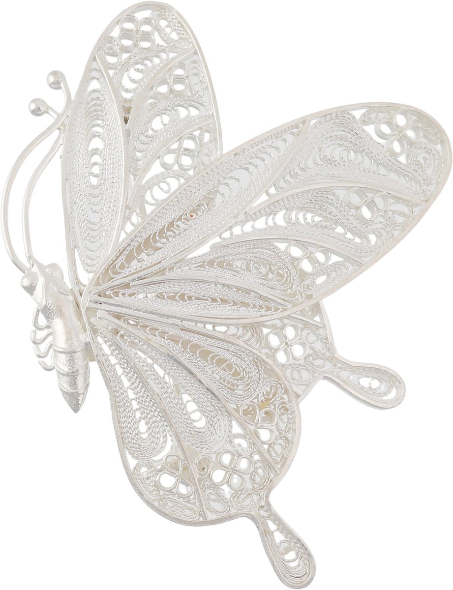 Behave – Broche – Zilverkleurig – 925 Sterling Zilver – Filigraan Vlinder – Vintage Stijl