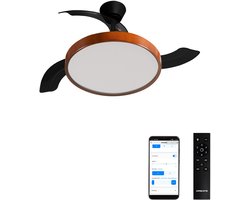 CREATE - Plafondventilator 40W stil (Ø108cm) met intrekbare bladen met licht LED - Met WiFi + afstandsbediening - WIND CLEAR STUDIO