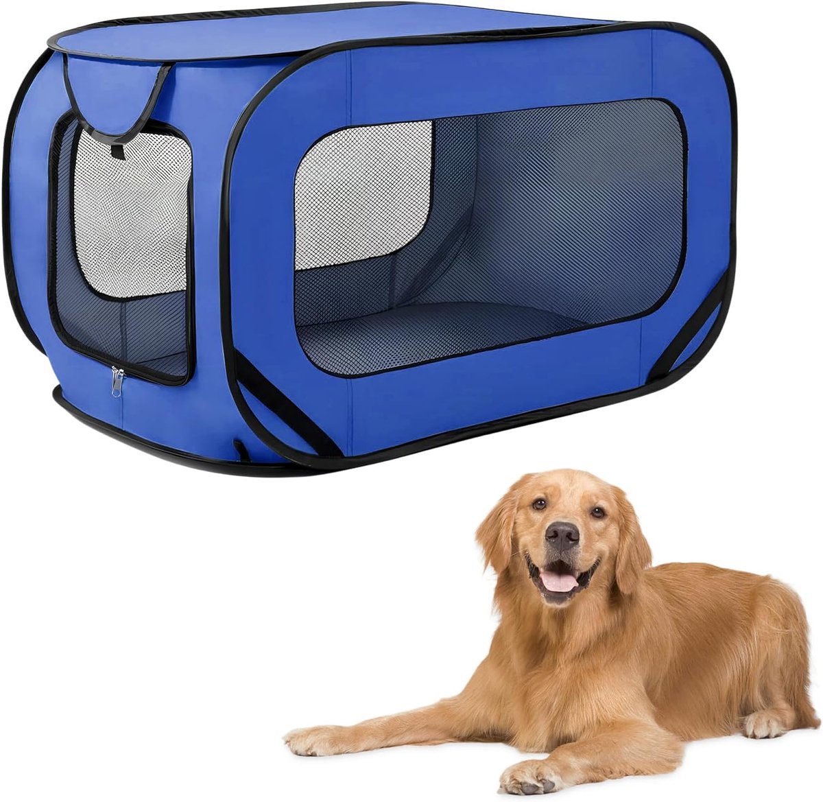 Honden Reiskrat - Opvouwbare Kennel - Veilig Vervoer - Met Opbergtas - 94 x 53 x 53 cm - Blauw