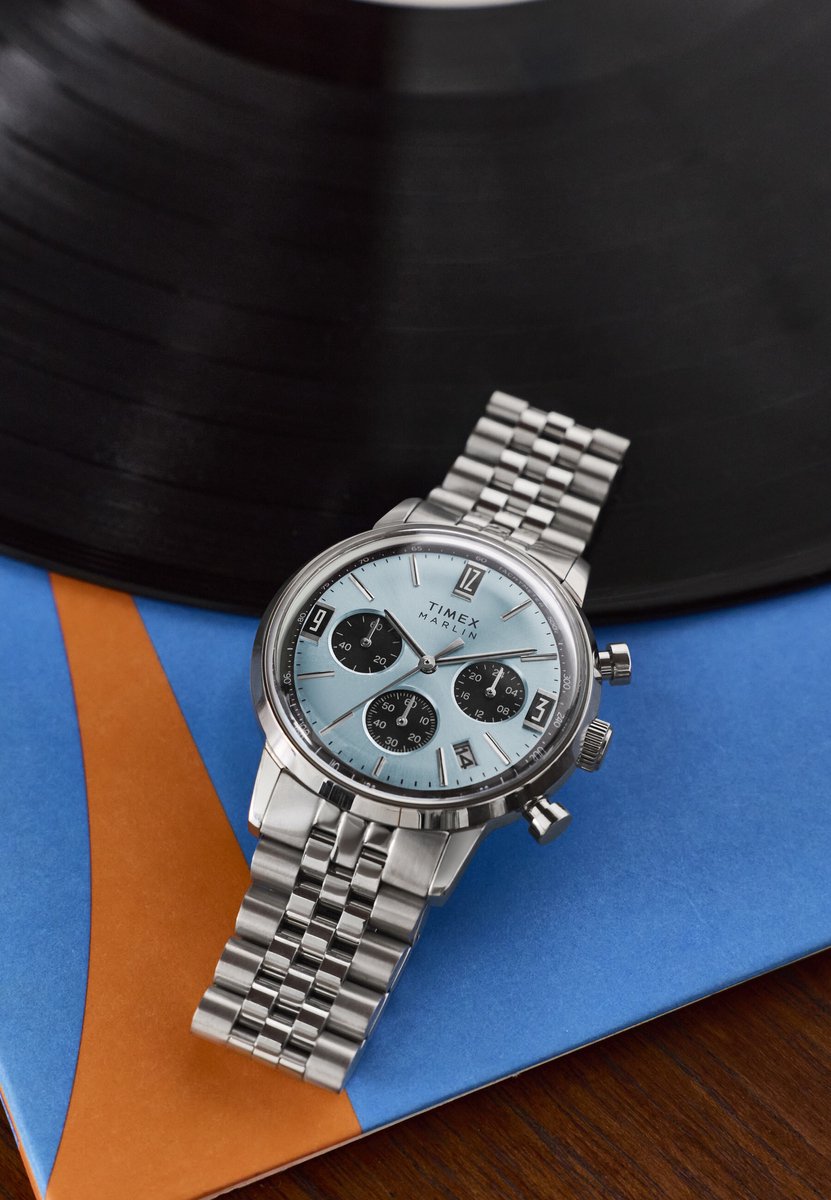 Timex Marlin Quartz Chrono Quartz Analoog Horloge Silver Tone Kast: 100% Roestvrij Staal | Armband: 100% Roestvrij Staal 40 mm TW2Y66500AJ