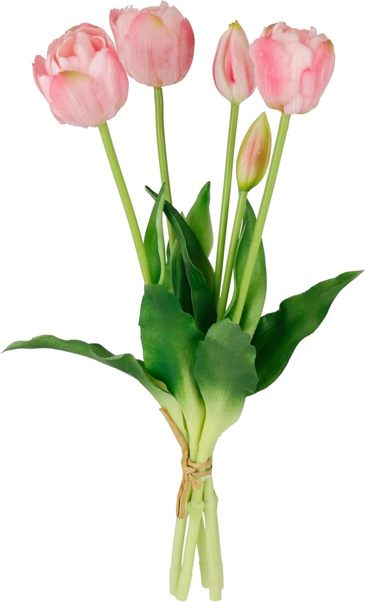 Kunst tulpen - Zijden bloemen - Huis decoreren - Real Touch afwerking - 39 cm hoog - Roze