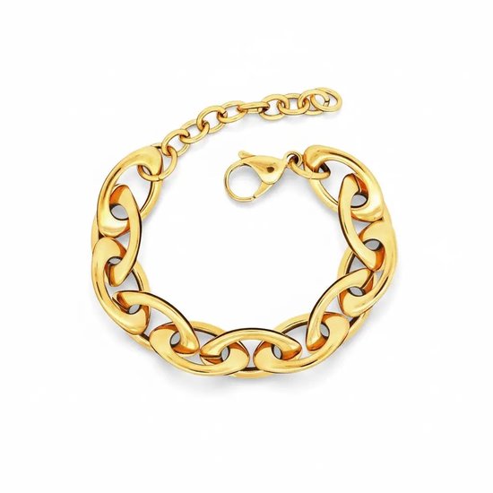Bracelet doré aux maillons en forme de marquise avec fermoir mousqueton.