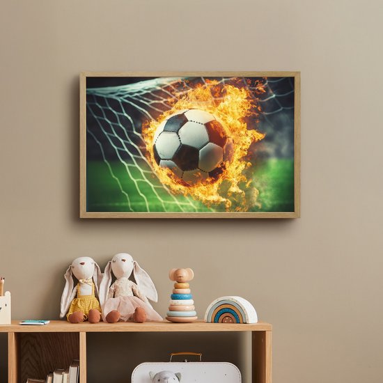 Nachtlampje 60x40 cm - Kinder lamp - Voetbal - Goal - Doelnet - Vuur - Tafellamp kinderkamer draadloos - Slaapkamer lampje - Bedlamp kinderen - Kinderlampje - Wandlamp babykamer - Nachtlampjes van Merkloos — afbeelding 3