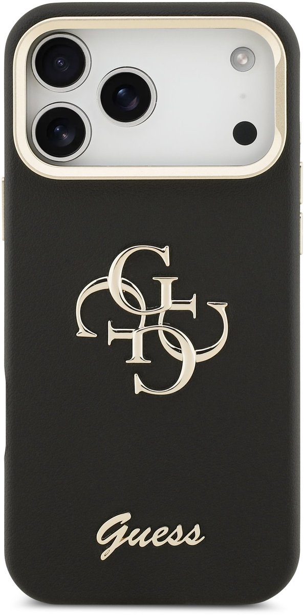 Guess 4G Logo met Camerastand functie geschikt voor iPhone 17 Pro Max hoesje - Zwart
