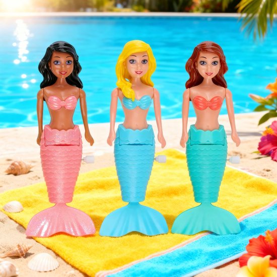 Eddy Toys Mermaid Wind-up Zeemeermin - Opwindbaar Badspeelgoed - Kunststof - 19 cm - Geschikt vanaf 1 Jaar - Roze, Blauw en Licht Groen - Badspeelgoedpop voor Bad en Zwembad van Eddy Toys — afbeelding 2