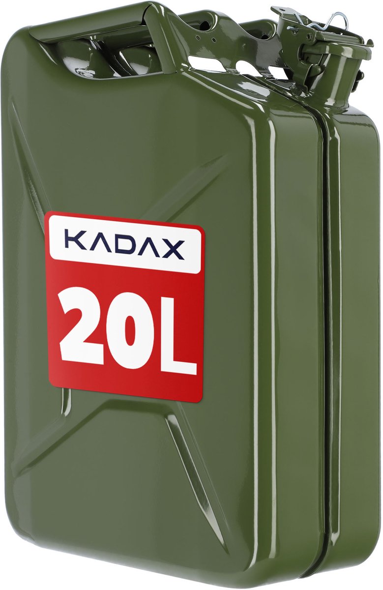 KADAX Retro jerrycan - stalen reserve benzine tank - 20L - groen