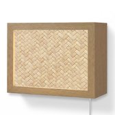 Wandlamp 20x15 cm - Oplaadbaar - Patroon - Beige - Rotan print - Wandlampen binnen woonkamer - Slaapkamer lamp met kabel - Decoratieve nachtlamp - Vloerlamp snoer