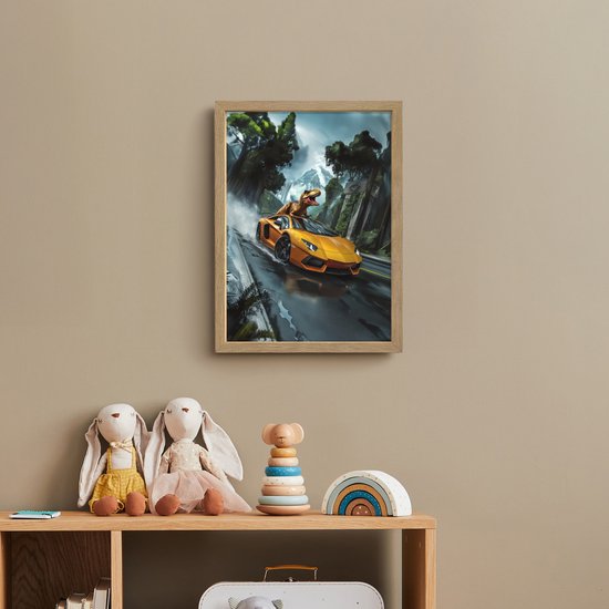Nachtlampje 30x40 cm - Kinder lamp - T-Rex - Auto - Regenwoud - Tafellamp kinderkamer draadloos - Slaapkamer lampje - Bedlamp kinderen - Kinderlampje - Wandlamp babykamer - Nachtlampjes van Merkloos — afbeelding 3